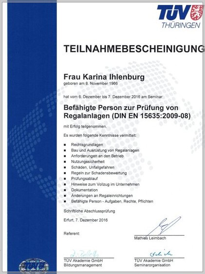 Ausbildung Regalprüfer